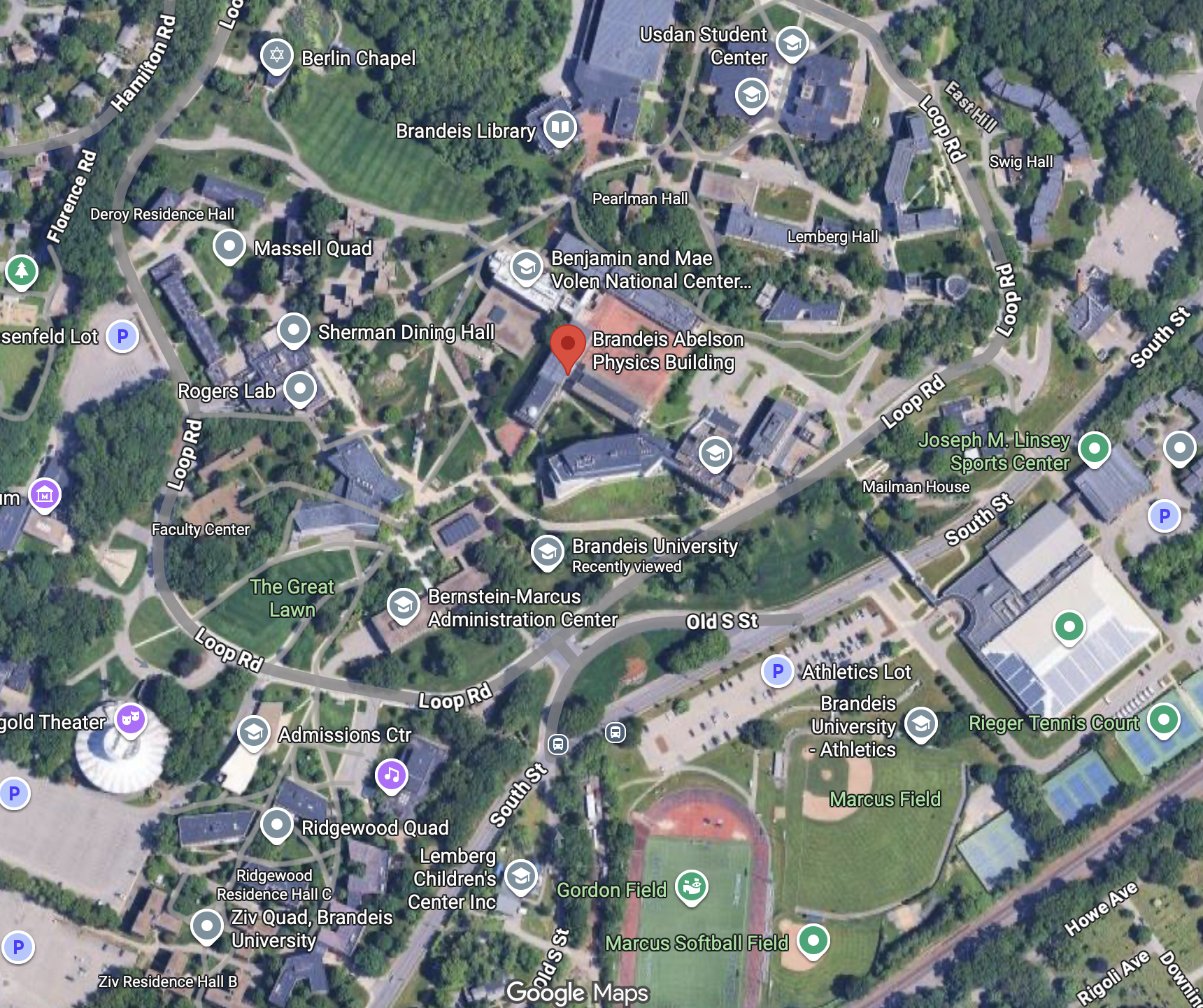 Map of Brandeis University